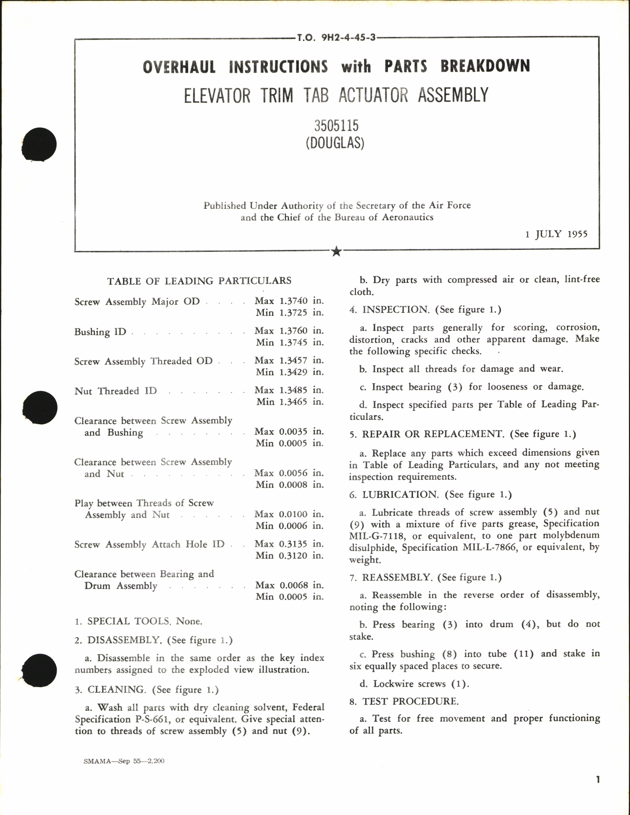Sample page 1 from AirCorps Library document: Overhaul Instructions with Parts Breakdown for Elevator Trim Tab Actuator Assembly