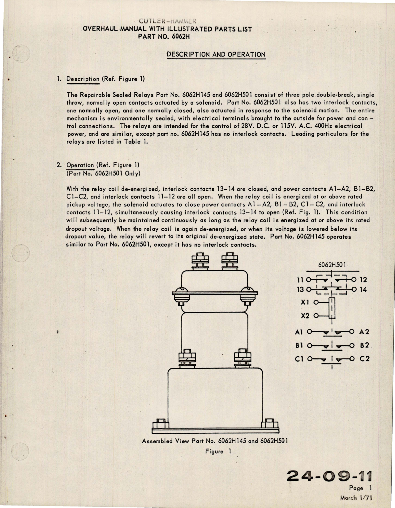 Sample page 7 from AirCorps Library document: Overhaul Instructions with Parts List for Three Pole Single Throw 50 Ampere Relay - Parts 6062H145 and 6062H501 