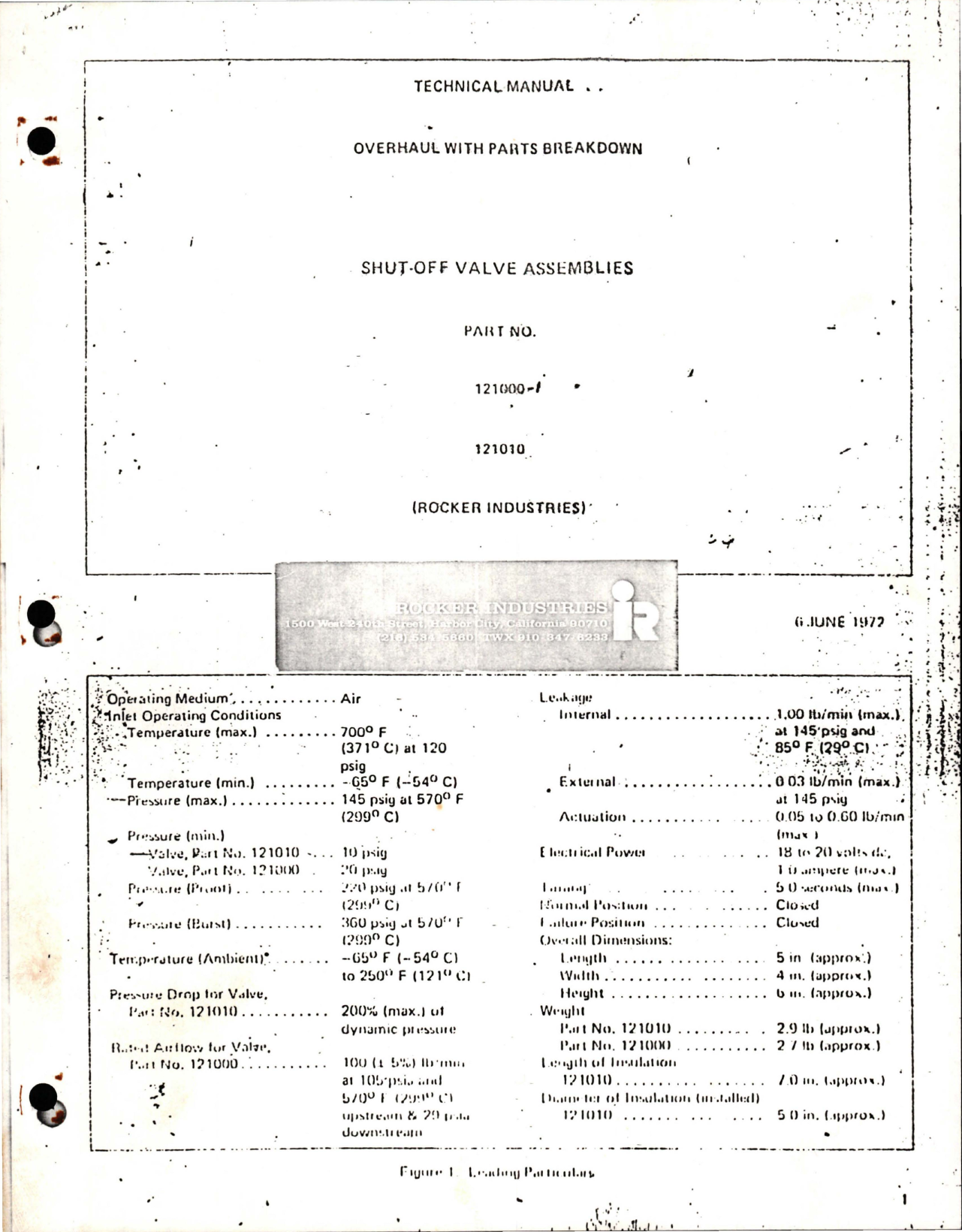 Sample page 1 from AirCorps Library document: Overhaul with Parts Breakdown for Shut-Off Valve Assemblies - Part 121000-1 and 121010 