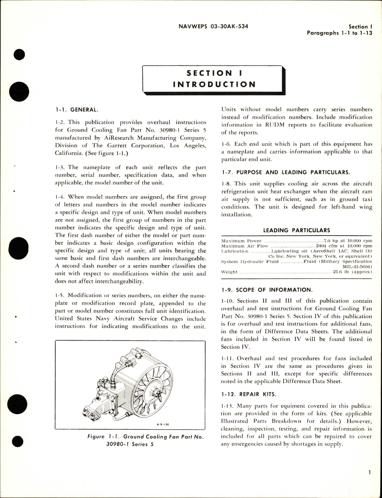 Sample page 5 from AirCorps Library document: Overhaul Instructions for Ground Cooling Fans - Parts 30980-1 and 30980-2