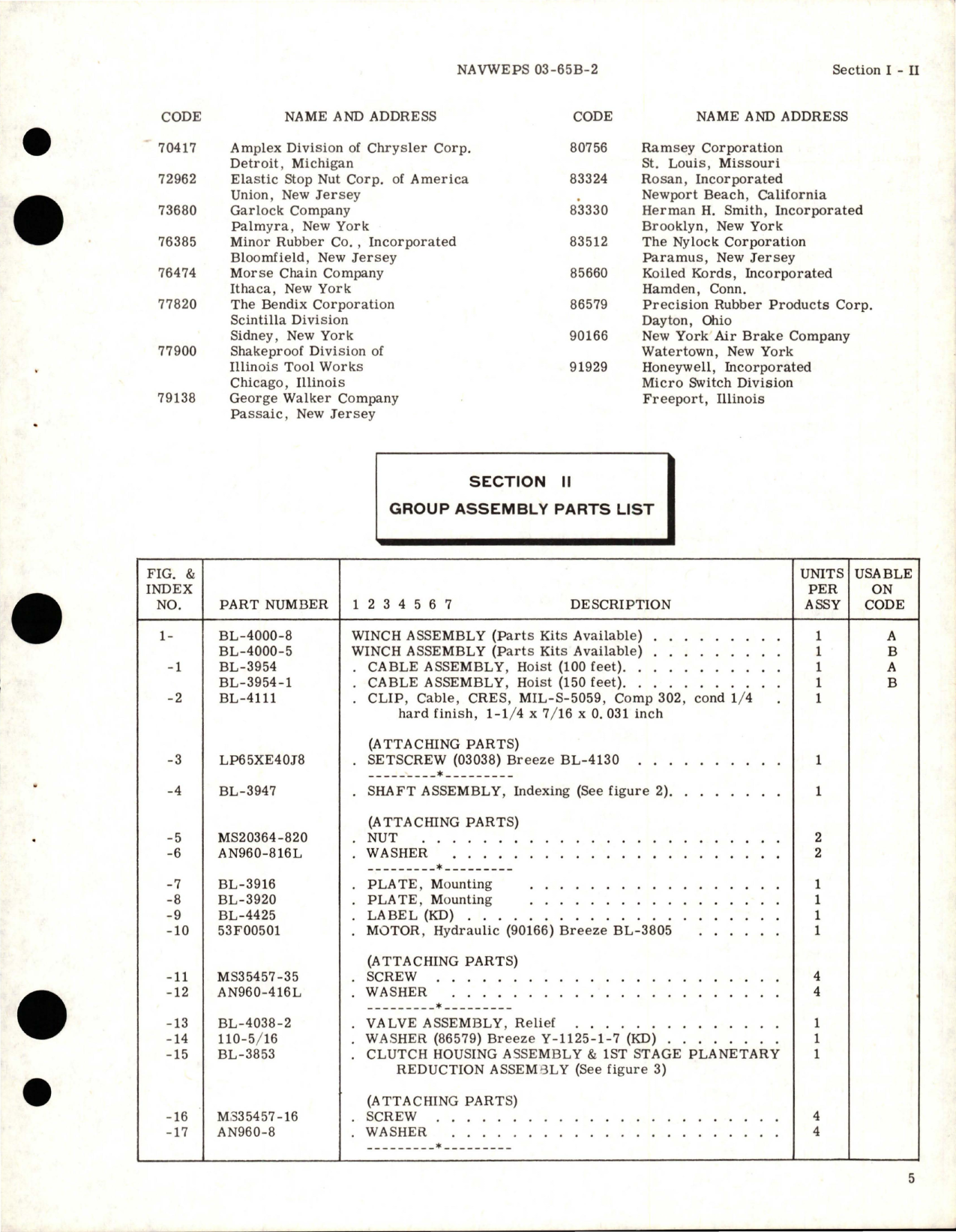 Sample page 7 from AirCorps Library document: Illustrated Parts Breakdown for Winch Assembly - Parts BL-4000-8 and BL-4000-5 