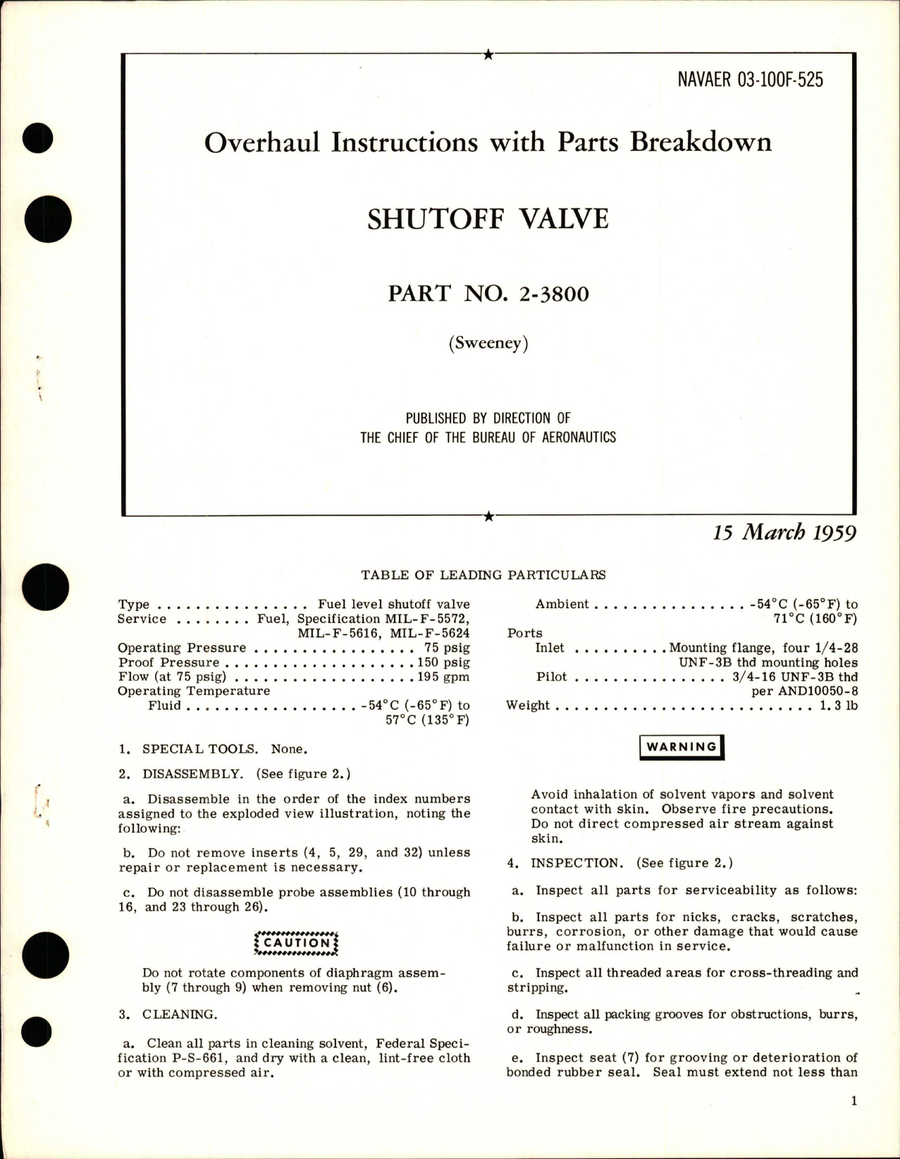 Sample page 1 from AirCorps Library document: Overhaul Instructions for Parts Breakdown for Shutoff Valve - Part 2-3800