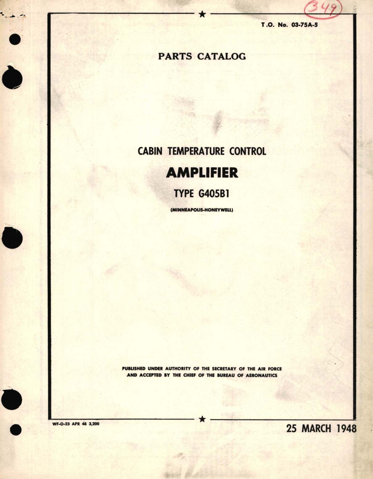 Sample page 1 from AirCorps Library document: Parts Catalog for Cabin Temperature Control Amplifier Type G405B1