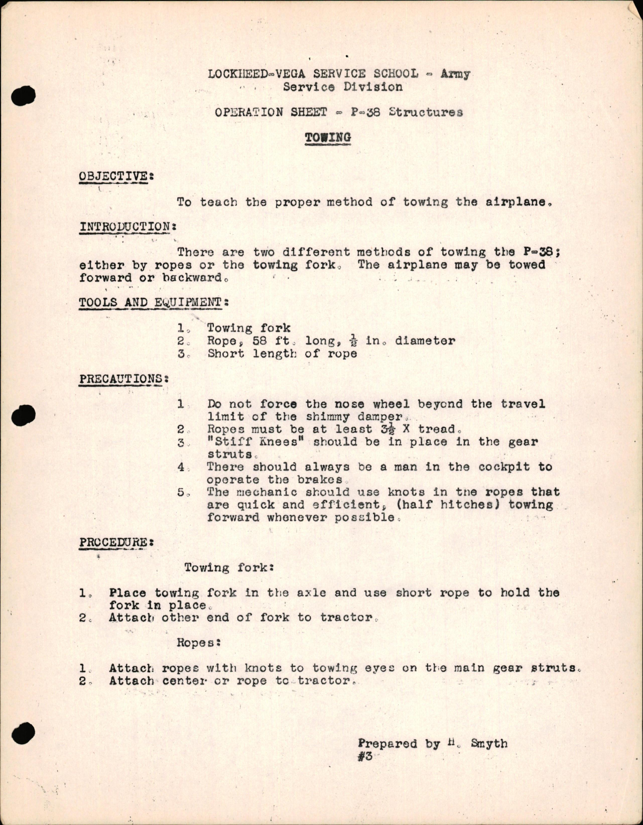 Sample page 1 from AirCorps Library document: P-38 Structures - Towing