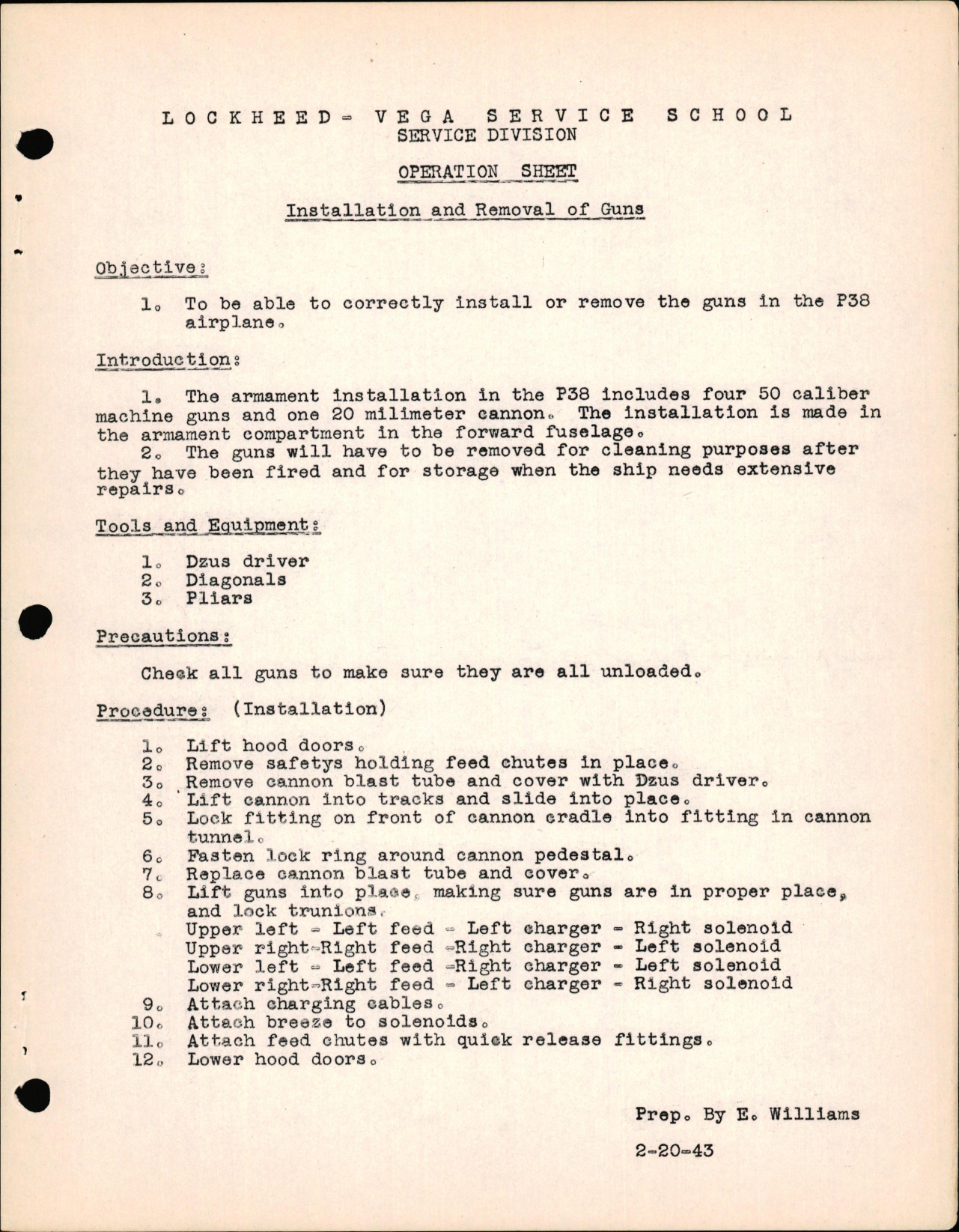 Sample page 1 from AirCorps Library document: Installation Removal of Guns