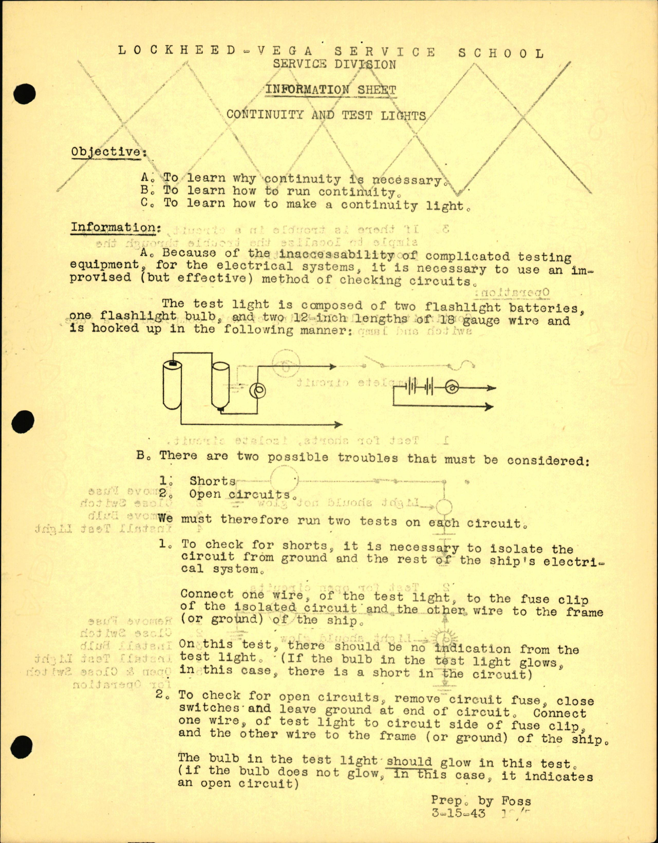 Sample page 1 from AirCorps Library document: Continuity & Test Lights
