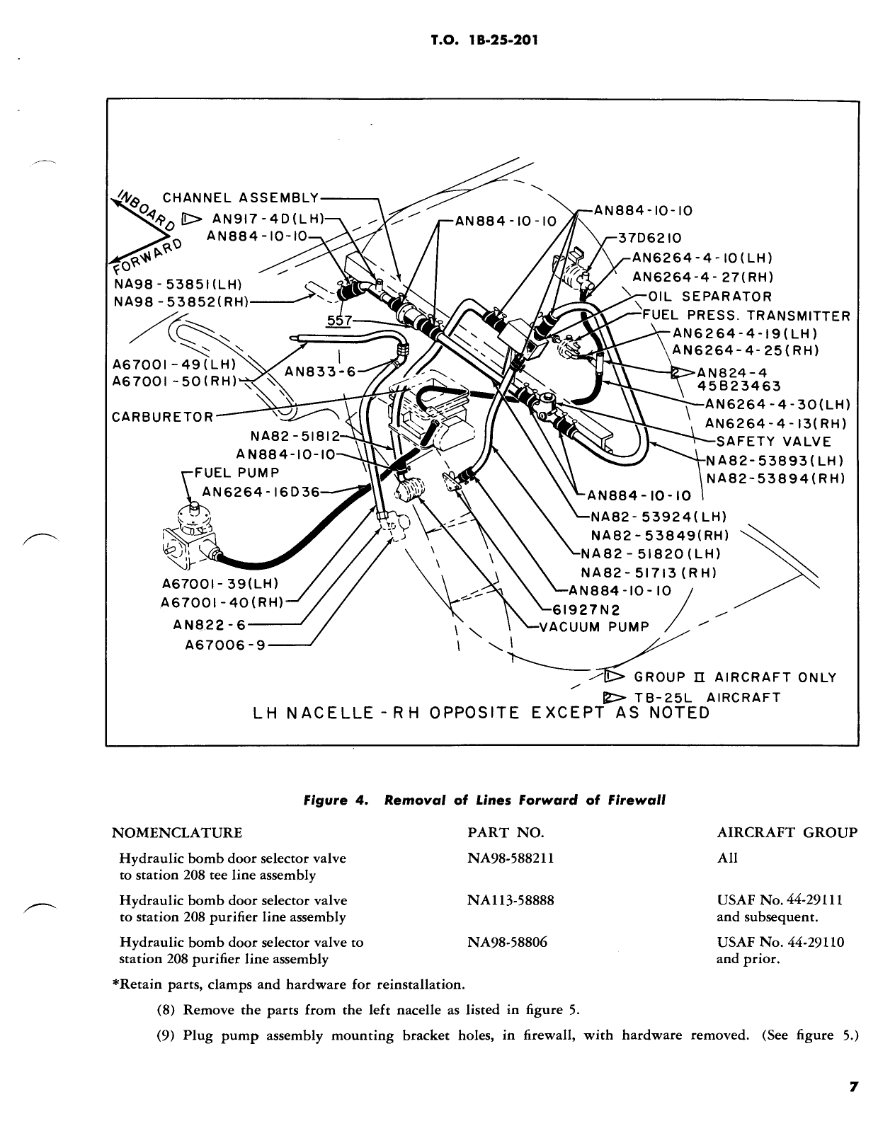 Sample page 7 from AirCorps Library document:  Installation of Bendix Carburetor (PR48A4) Part No. 391497-1, B-25 Model Aircraft