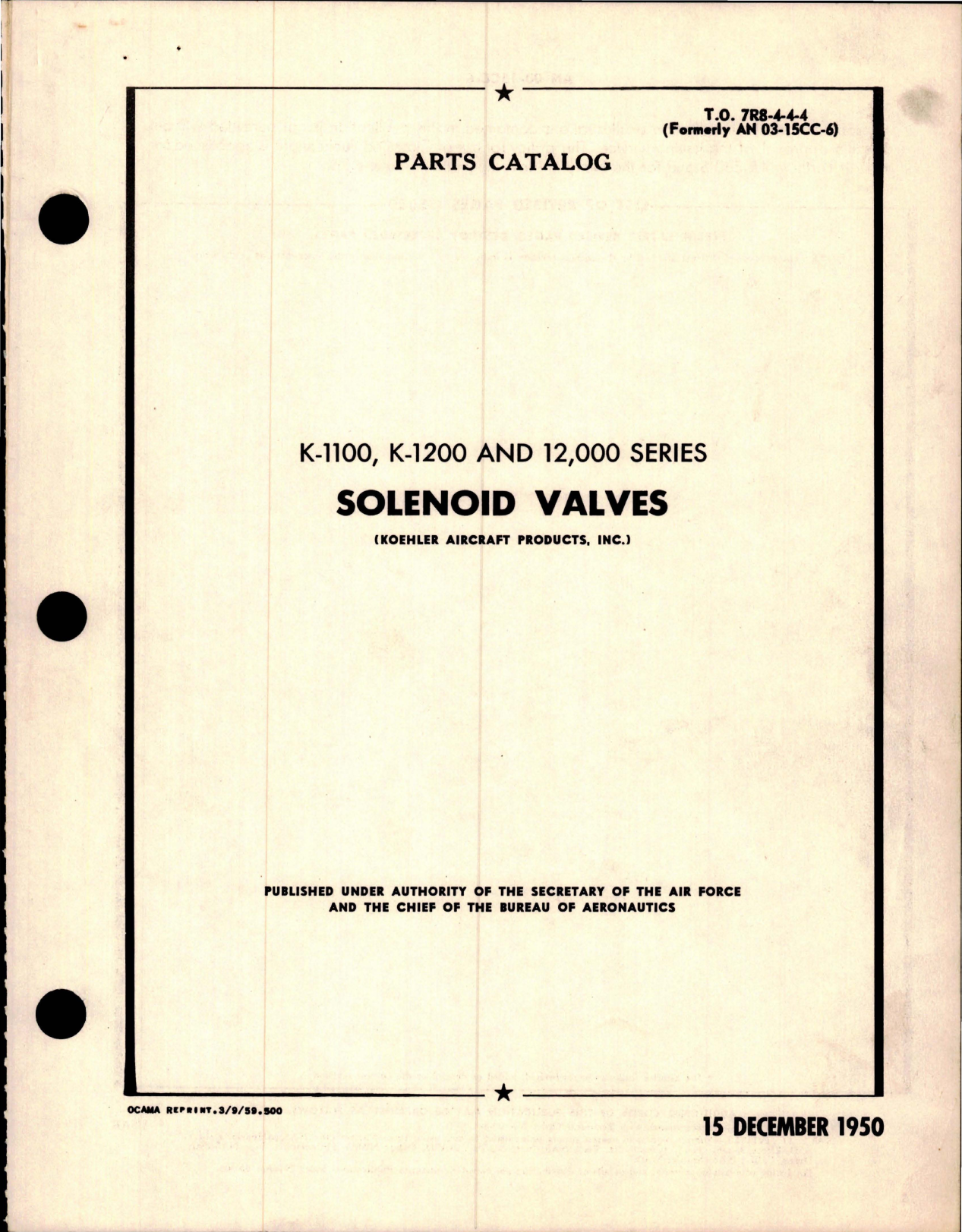 Sample page 1 from AirCorps Library document: Parts Catalog for Solenoid Valves - K1100, K1200 and 12,000 Series