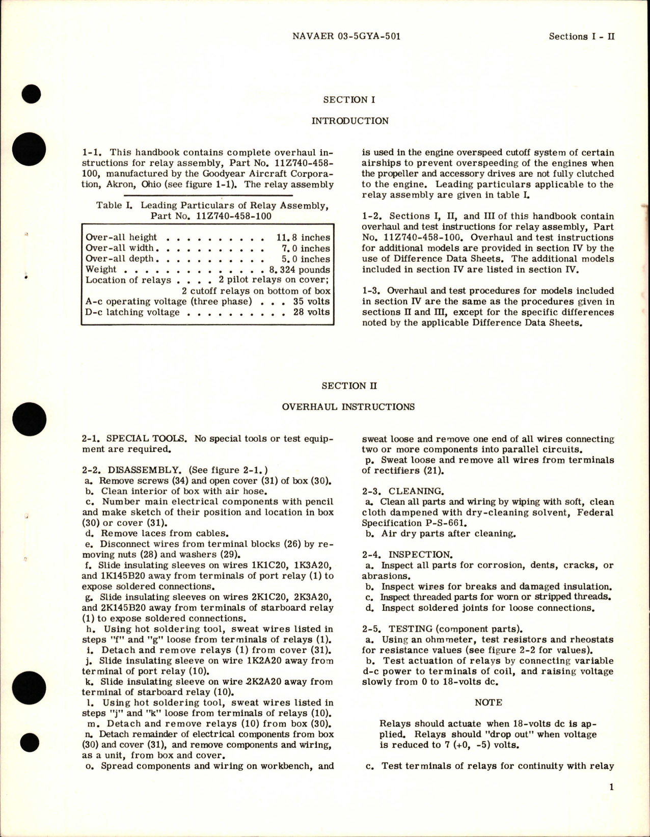 Sample page 5 from AirCorps Library document: Overhaul Instructions for Relay Assemblies - Parts 11Z740-458-100, 9Z740-149