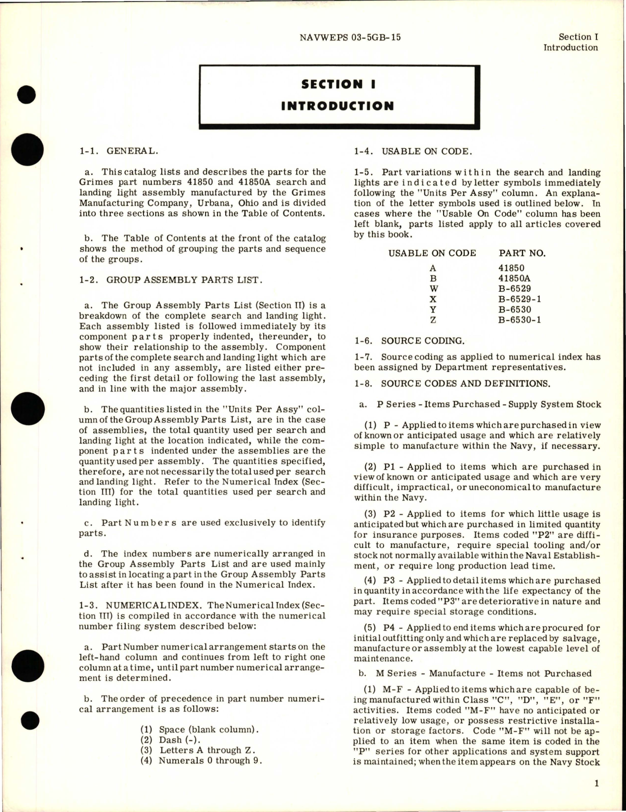 Sample page 5 from AirCorps Library document: Illustrated Parts Breakdown for Search & Landing Light Assembly - Parts 41850 and 41850A 