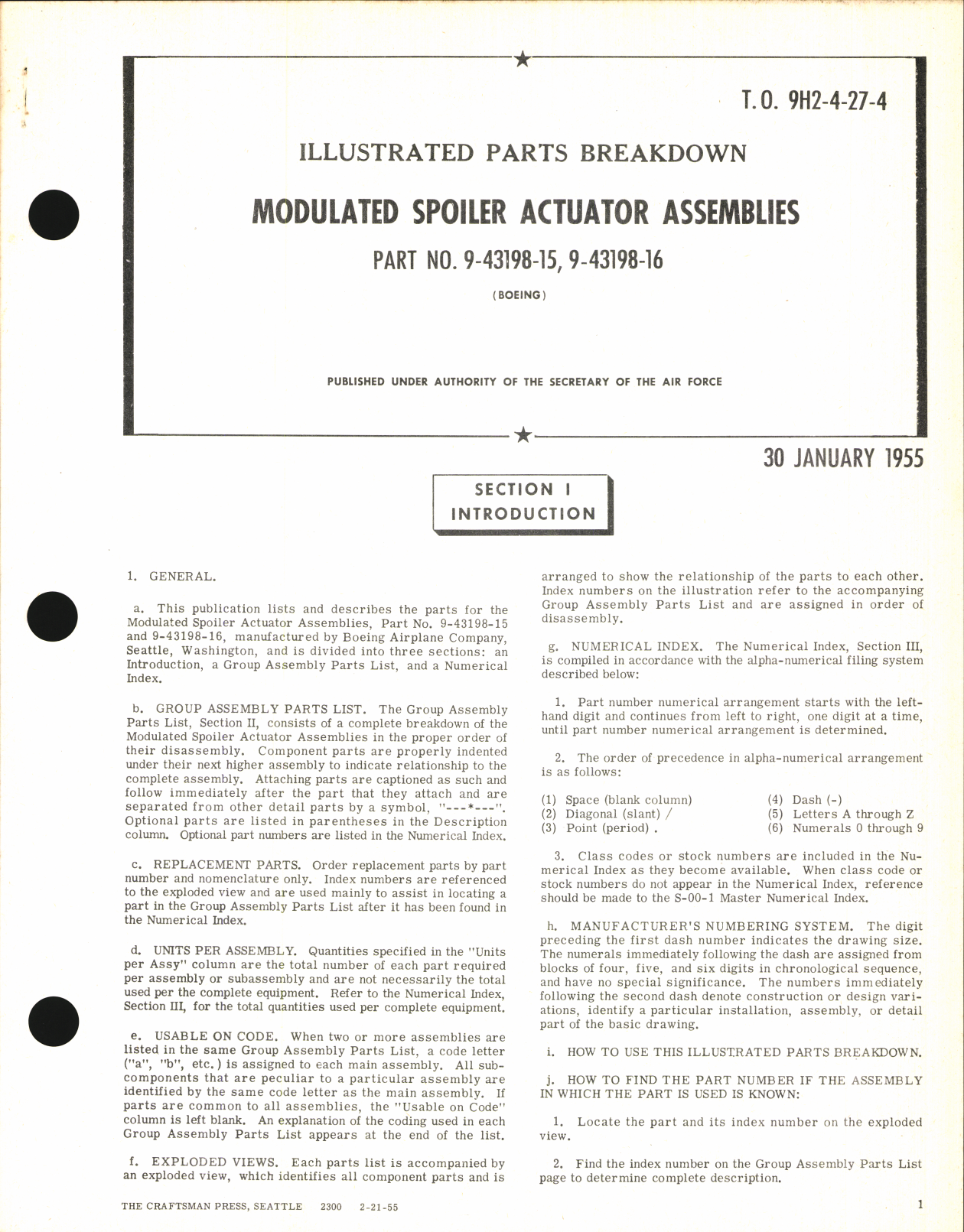 Sample page 1 from AirCorps Library document: Illustrated Parts Breakdown for Modulated Spoiler Actuator Assemblies