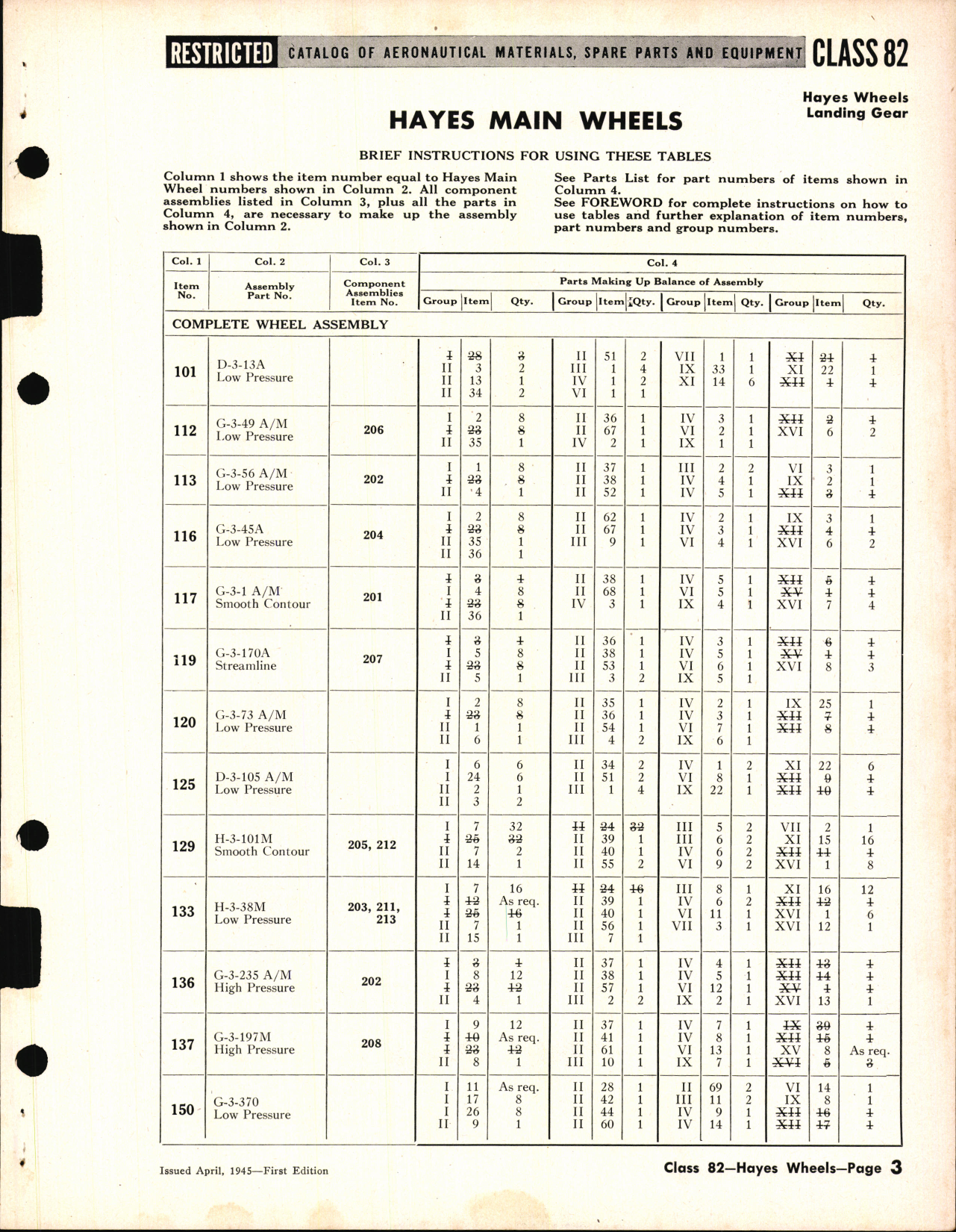 Sample page 3 from AirCorps Library document: Hayes Main Wheels, Low Pressure, High Pressure, Smooth Contour, Streamline 