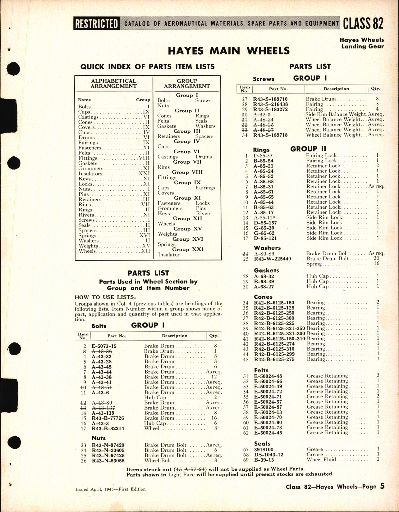 Sample page 5 from AirCorps Library document: Hayes Main Wheels, Low Pressure, High Pressure, Smooth Contour, Streamline 