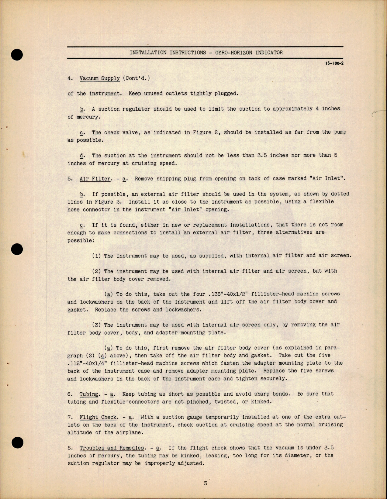 Sample page 5 from AirCorps Library document: Installation Instructions for Gyro-Horizon Indicator with Parts List, AN Type