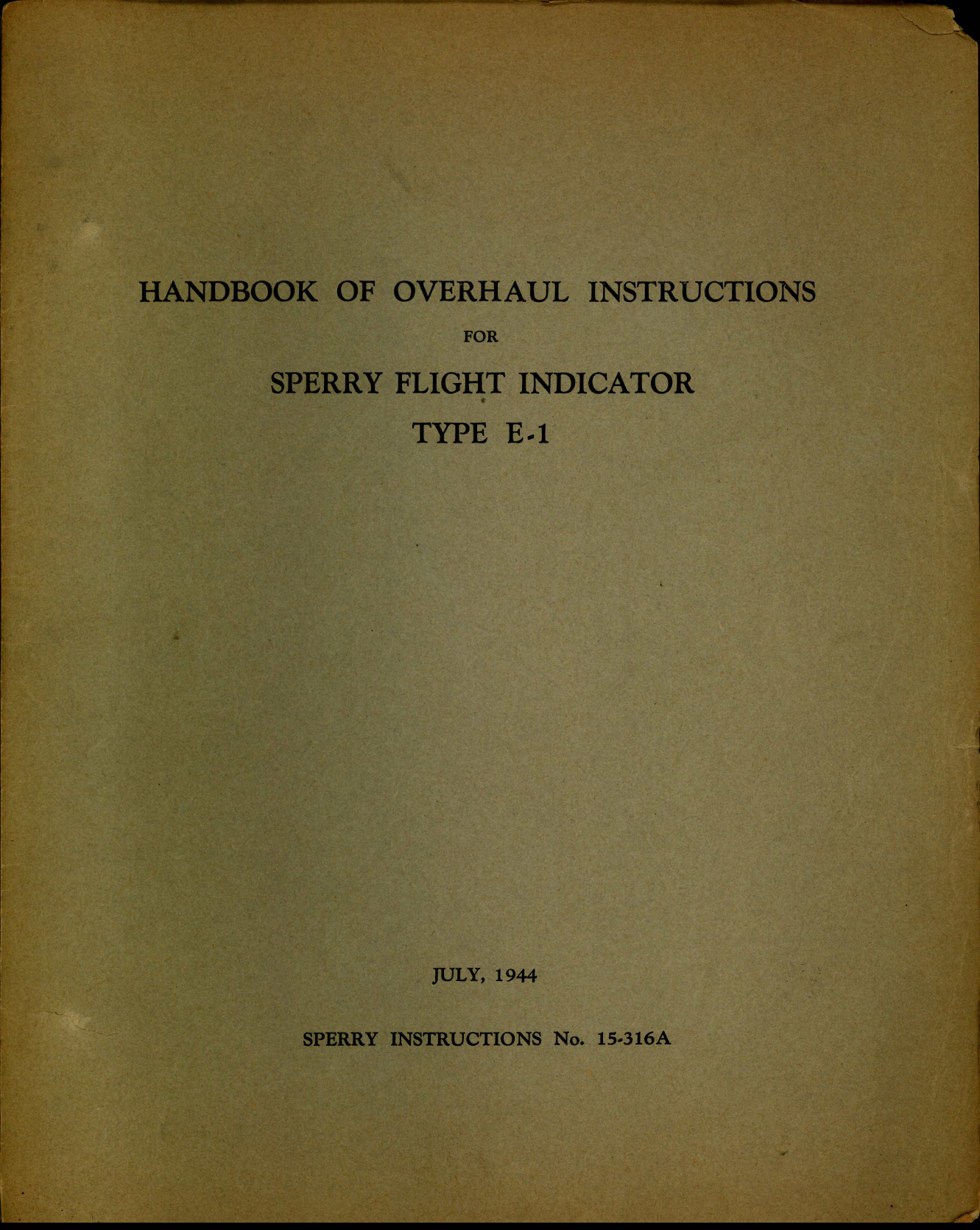 Sample page 1 from AirCorps Library document: Overhaul Instructions for Sperry Flight Indicator, Type E-1