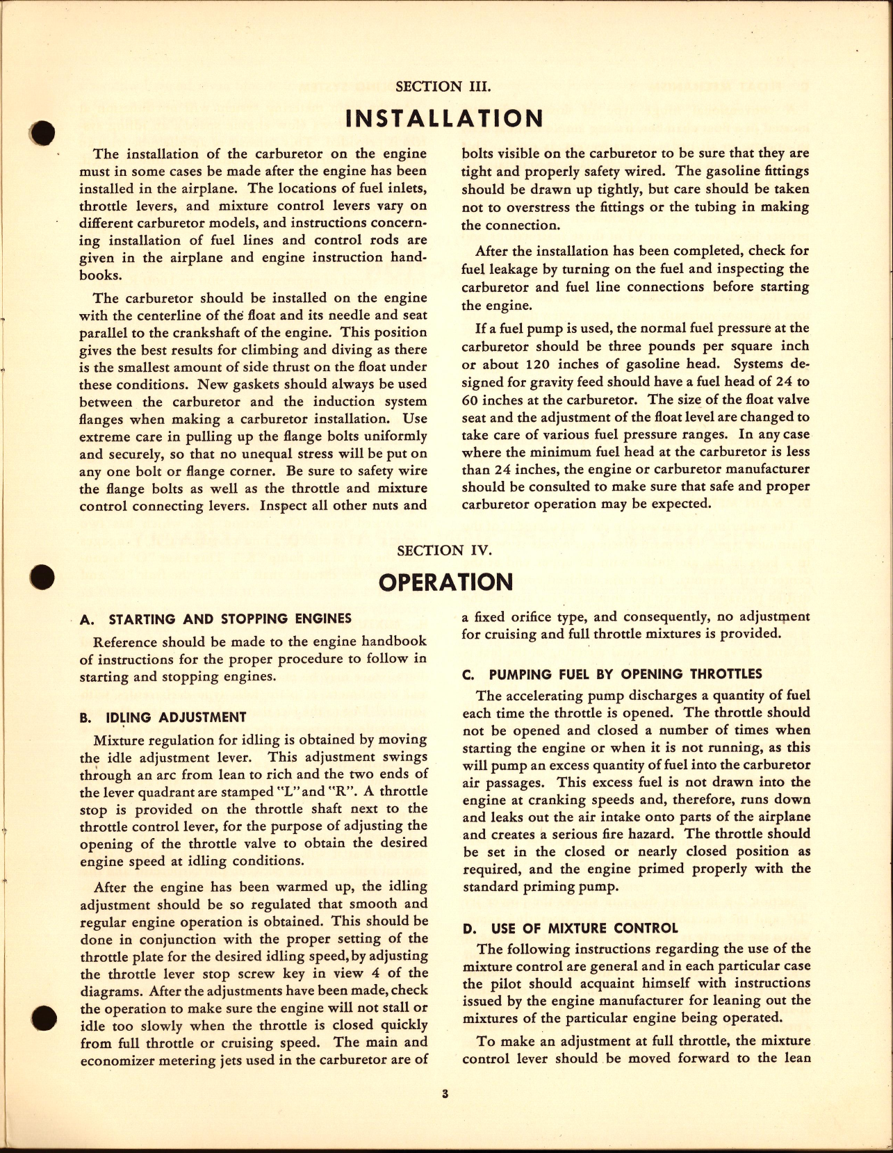 Sample page 5 from AirCorps Library document: Instruction Manual For Holley Aircraft Carburetor Models 419 and 429