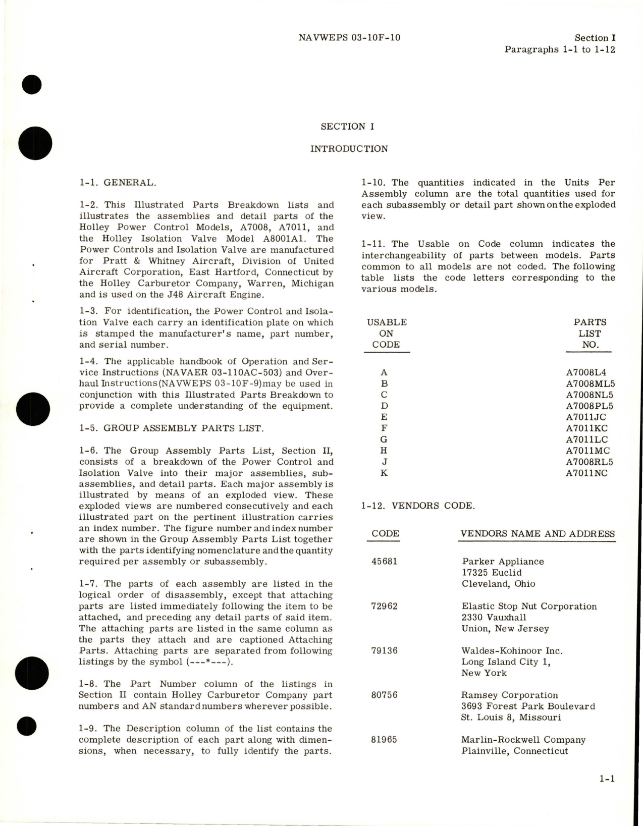 Sample page 5 from AirCorps Library document: Illustrated Parts Breakdown for Fuel Control - Models A7008, A7011 and Isolation Valve - Model A8000A1