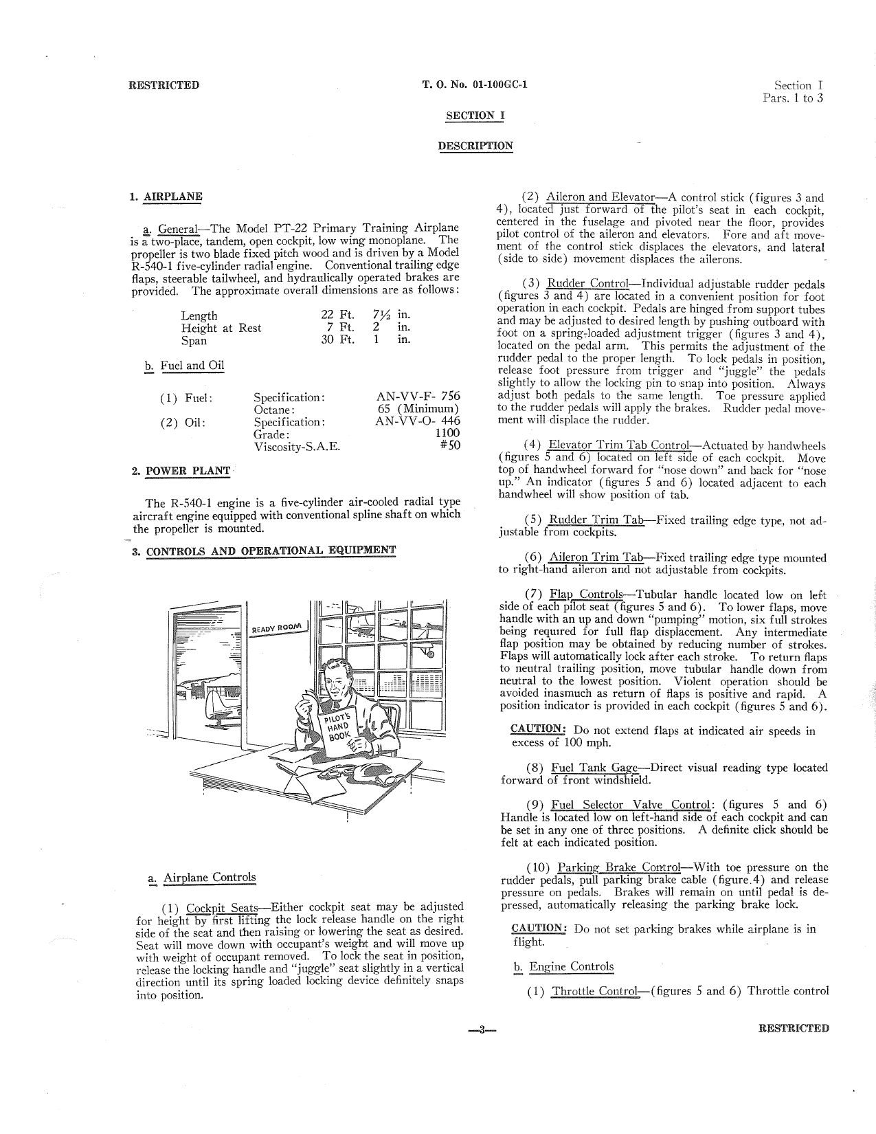 Sample page 7 from AirCorps Library document: Pilot's Flight Operating Instructions for Army Model PT-22 Airplanes