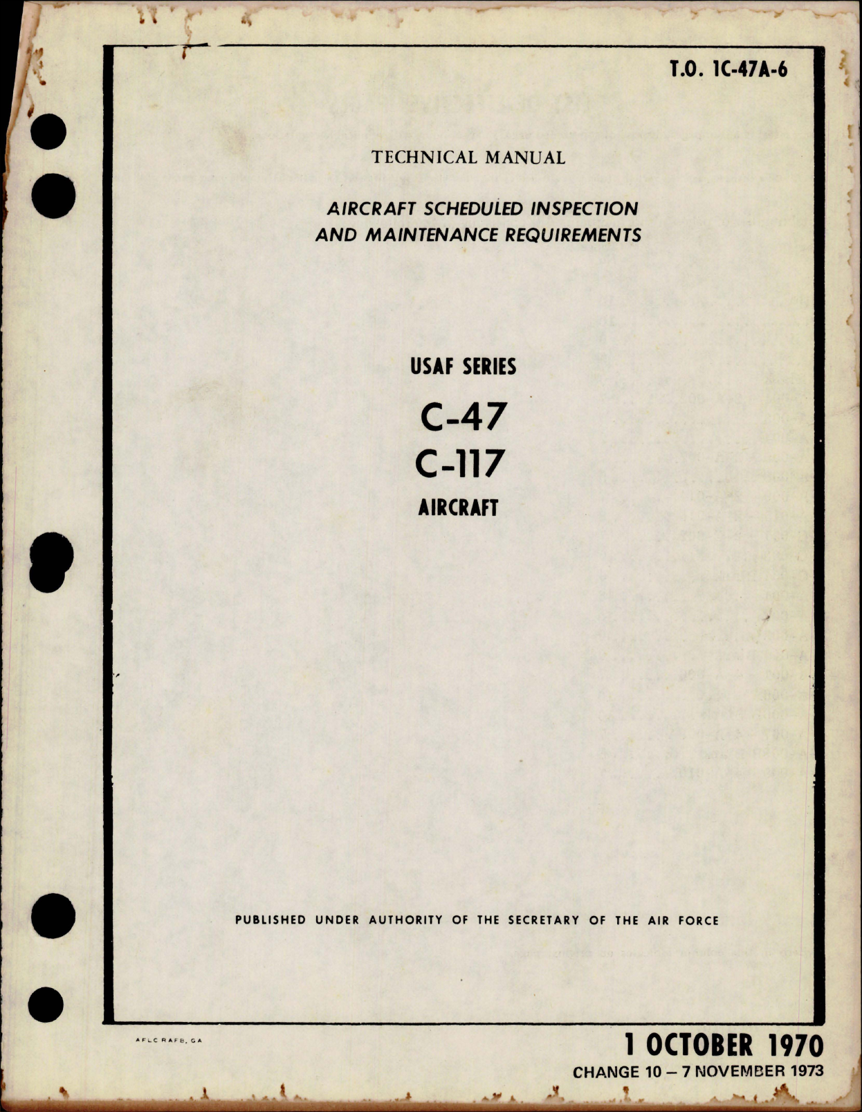 Sample page 1 from AirCorps Library document: Scheduled Inspection and Maintenance Requirements for C-47 and C-117