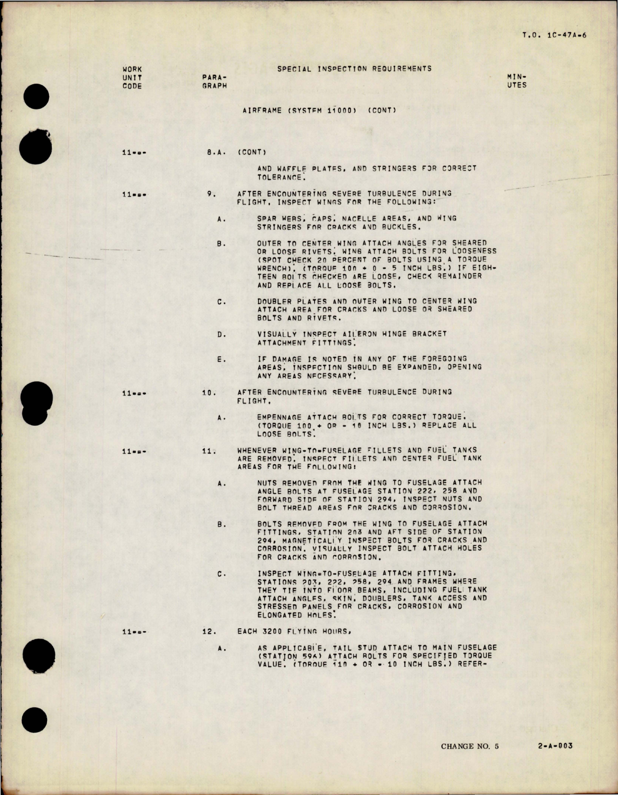 Sample page 9 from AirCorps Library document: Scheduled Inspection and Maintenance Requirements for C-47 and C-117