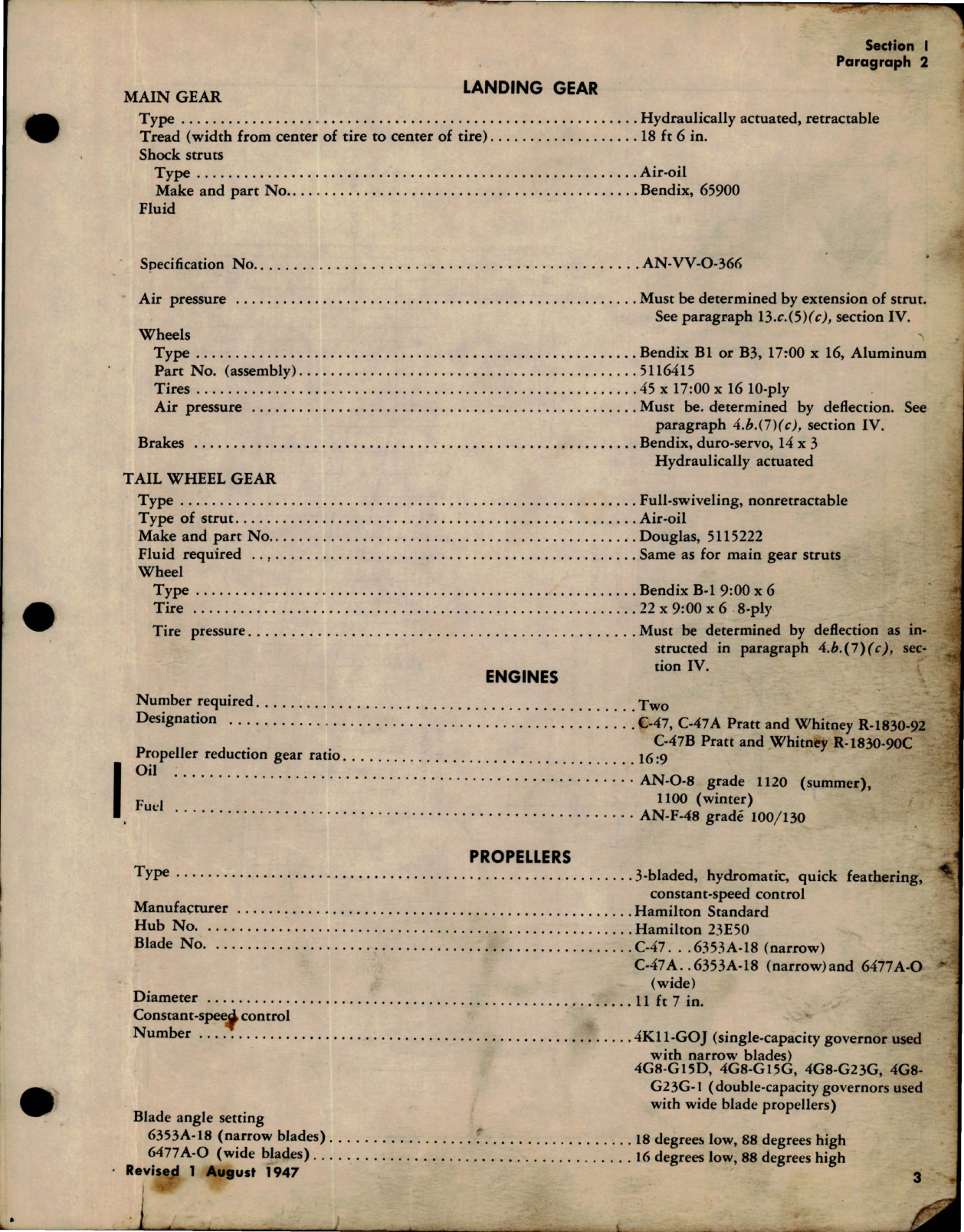 Sample page 7 from AirCorps Library document: Erection and Maintenance Instructions for C-47, C-47A, C-47B, R4D-1. R4D-5 and R4D-6
