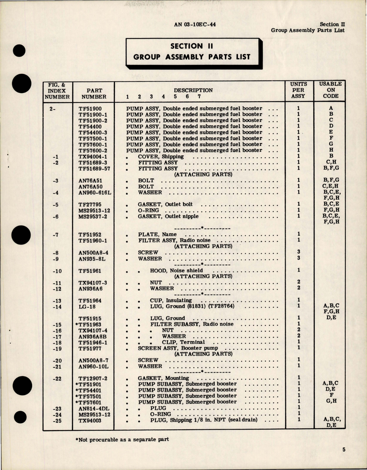 Sample page 7 from AirCorps Library document: Illustrated Parts Breakdown for Double Ended Submerged Fuel Booster Pump