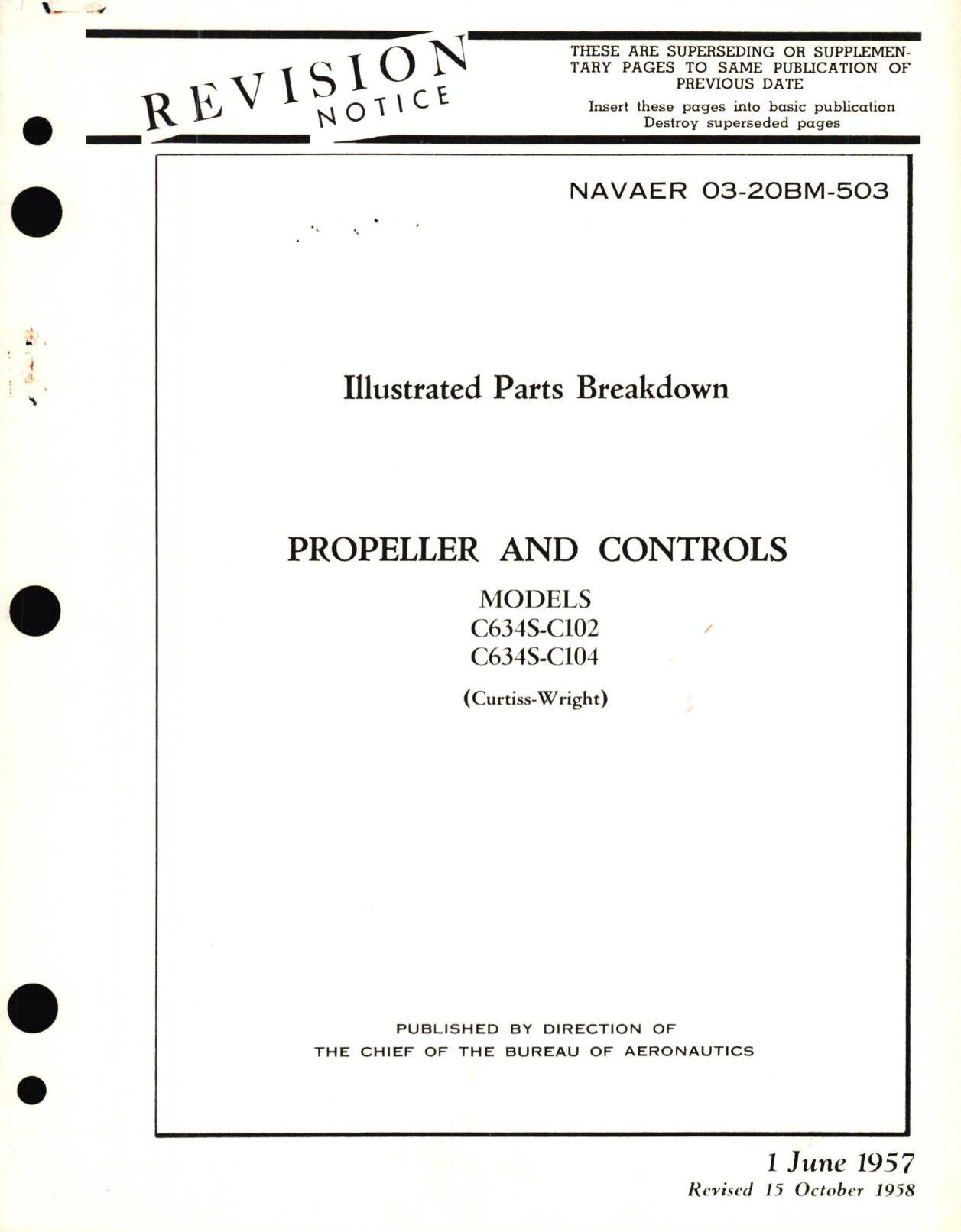 Sample page 1 from AirCorps Library document: Illustrated Parts Breakdown for Propeller and Controls Models C634S-C102, C634S-C104