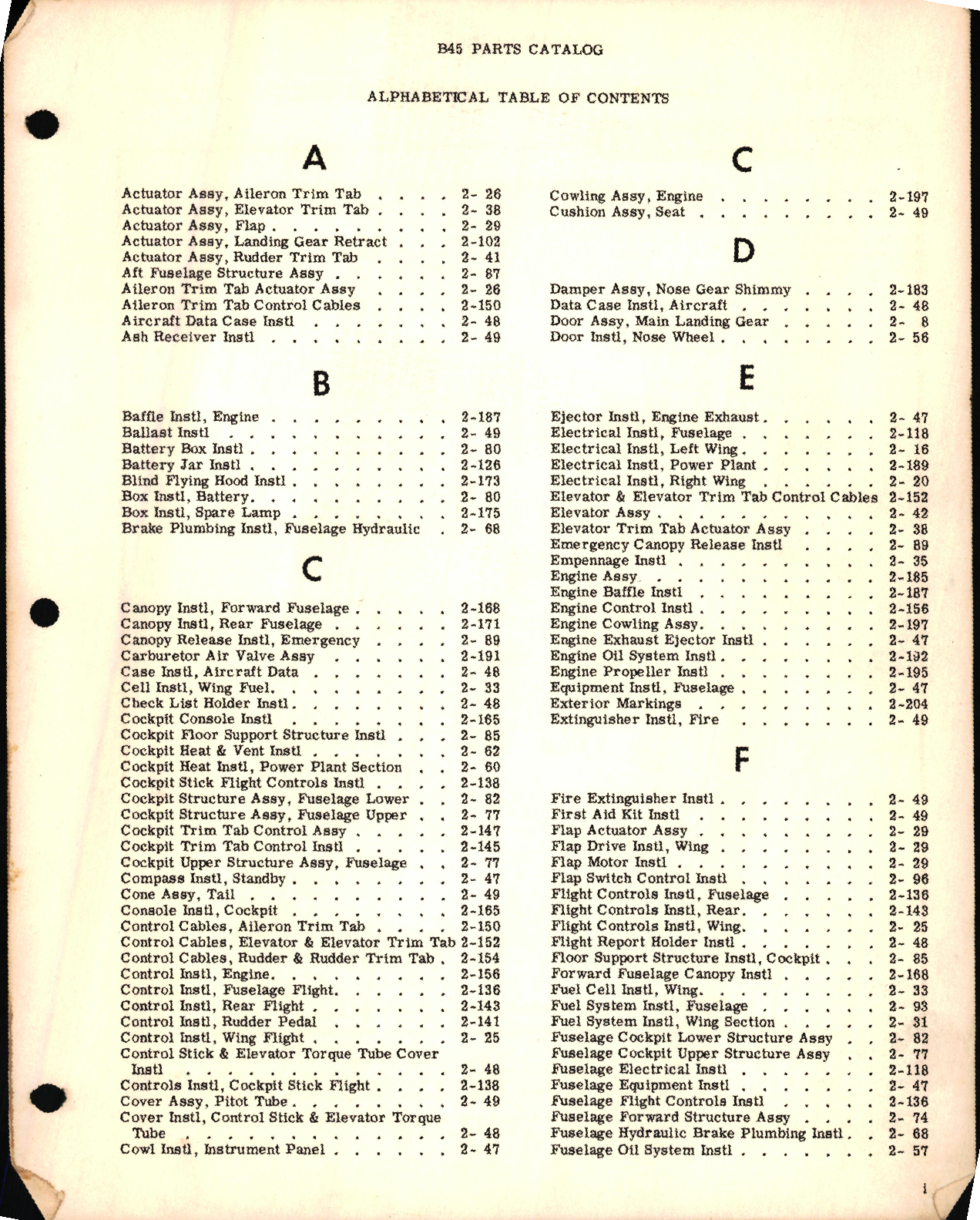 Sample page 3 from AirCorps Library document: Parts Catalog for Mentor Model B-45