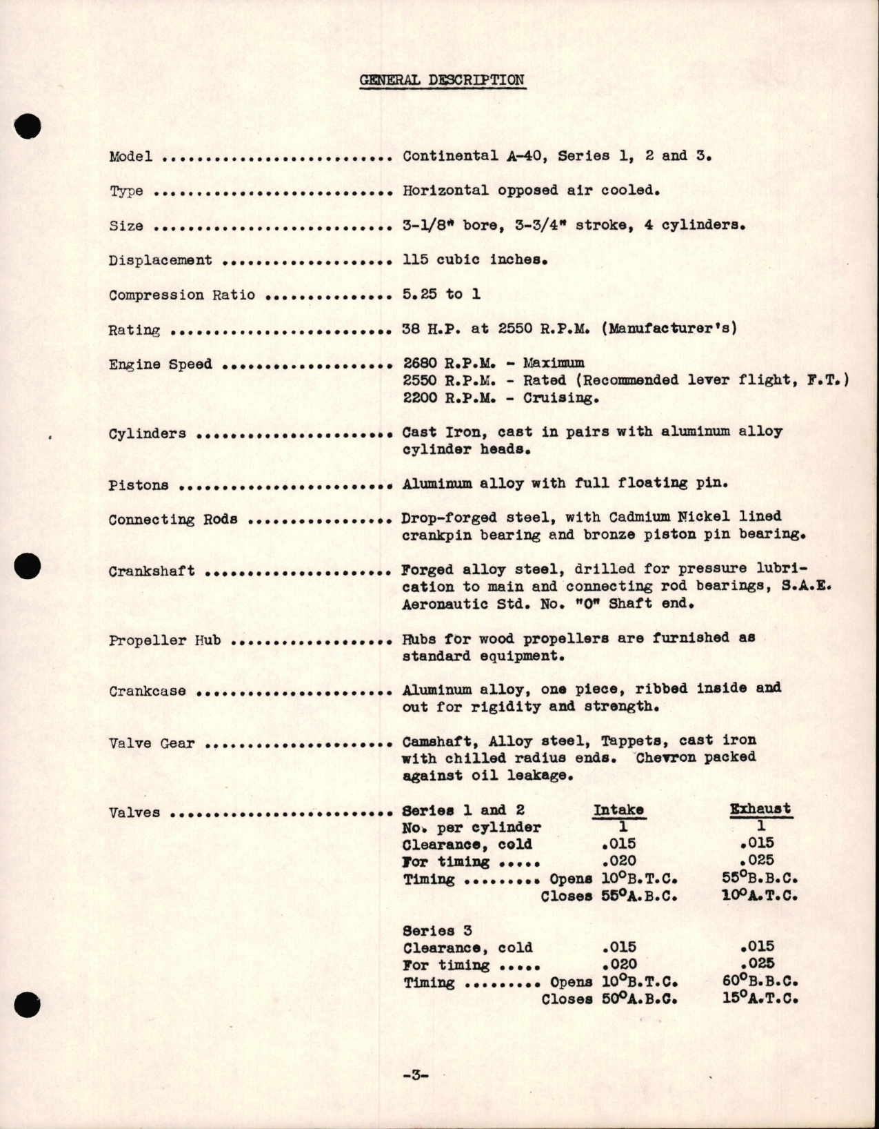 Sample page 7 from AirCorps Library document: Operators Handbook for Continental A-40 Series 1, 2, and 3 Engines