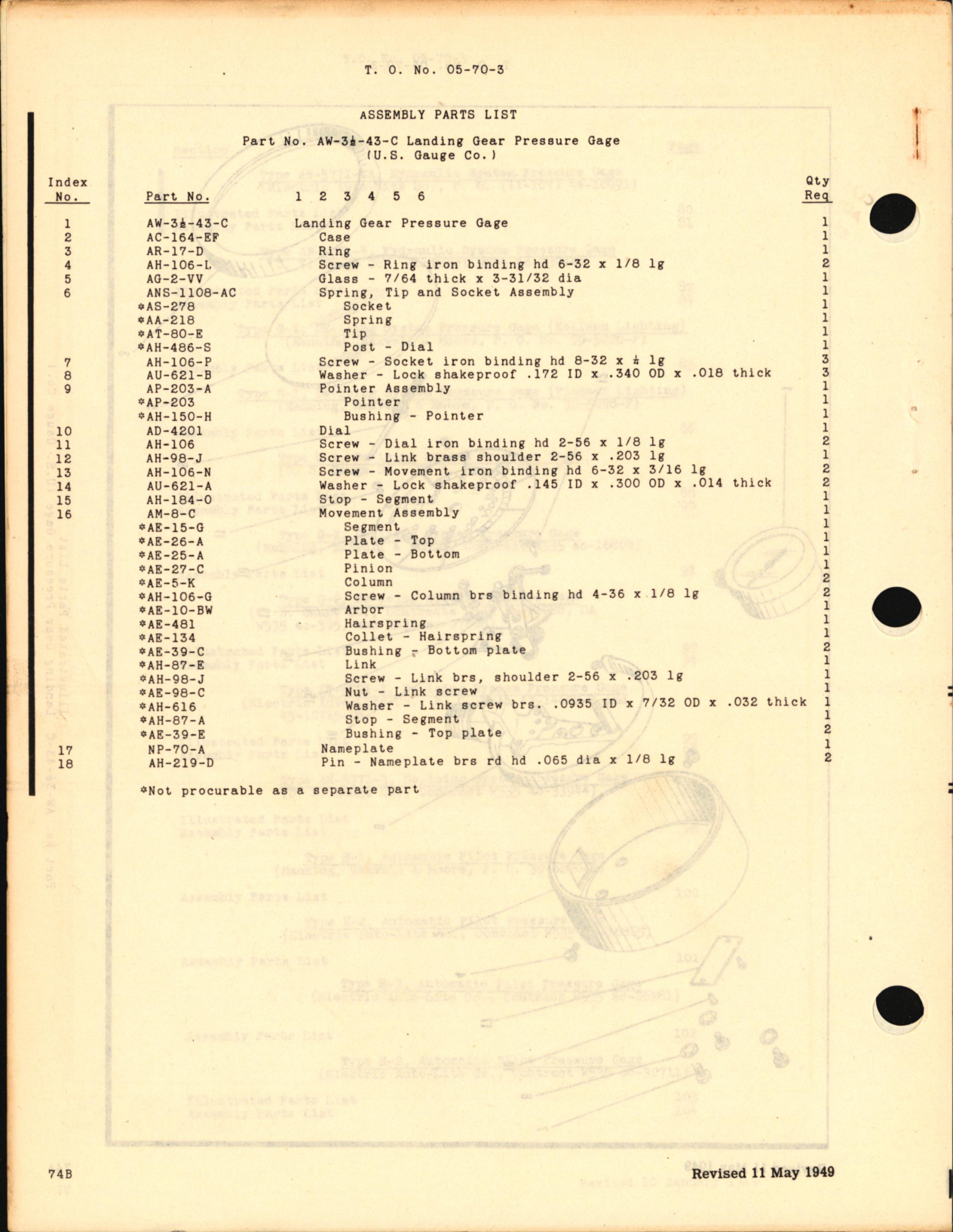 Sample page 6 from AirCorps Library document: Parts Catalog for Pressure Gages